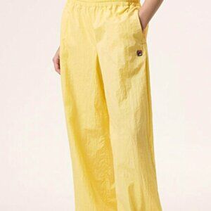 FILA x Hailey Bieber Collab Yellow Crinkle Pants Small NEW